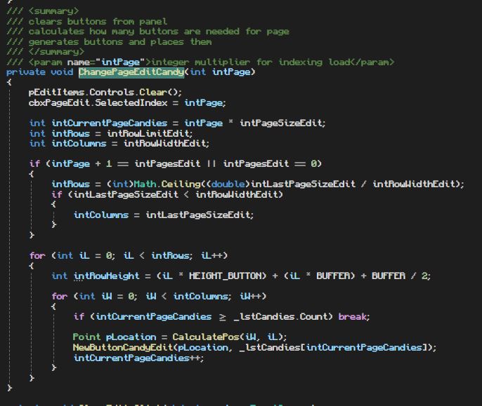 code that places buttons